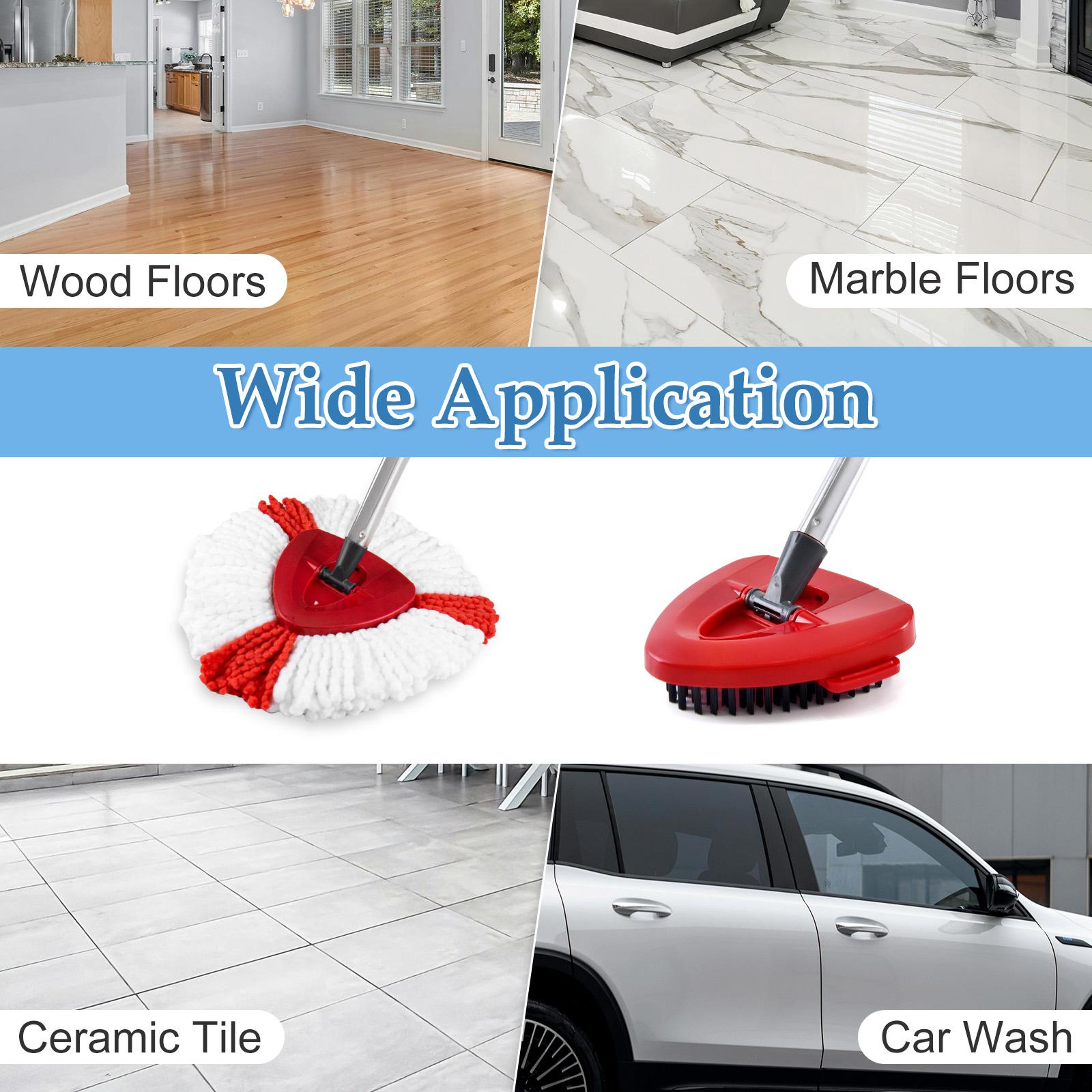 1set Triangle Spin Mop Set, Triangular Mop, Includes Mop Handle, Base, Replacement Brush Heads and Microfiber Cloths, Compatible with Vileda/o-Cedar Easywring 1tank System, Deep Cleaning, Washable, For Kitchen Bathroom Cleaning Supplies