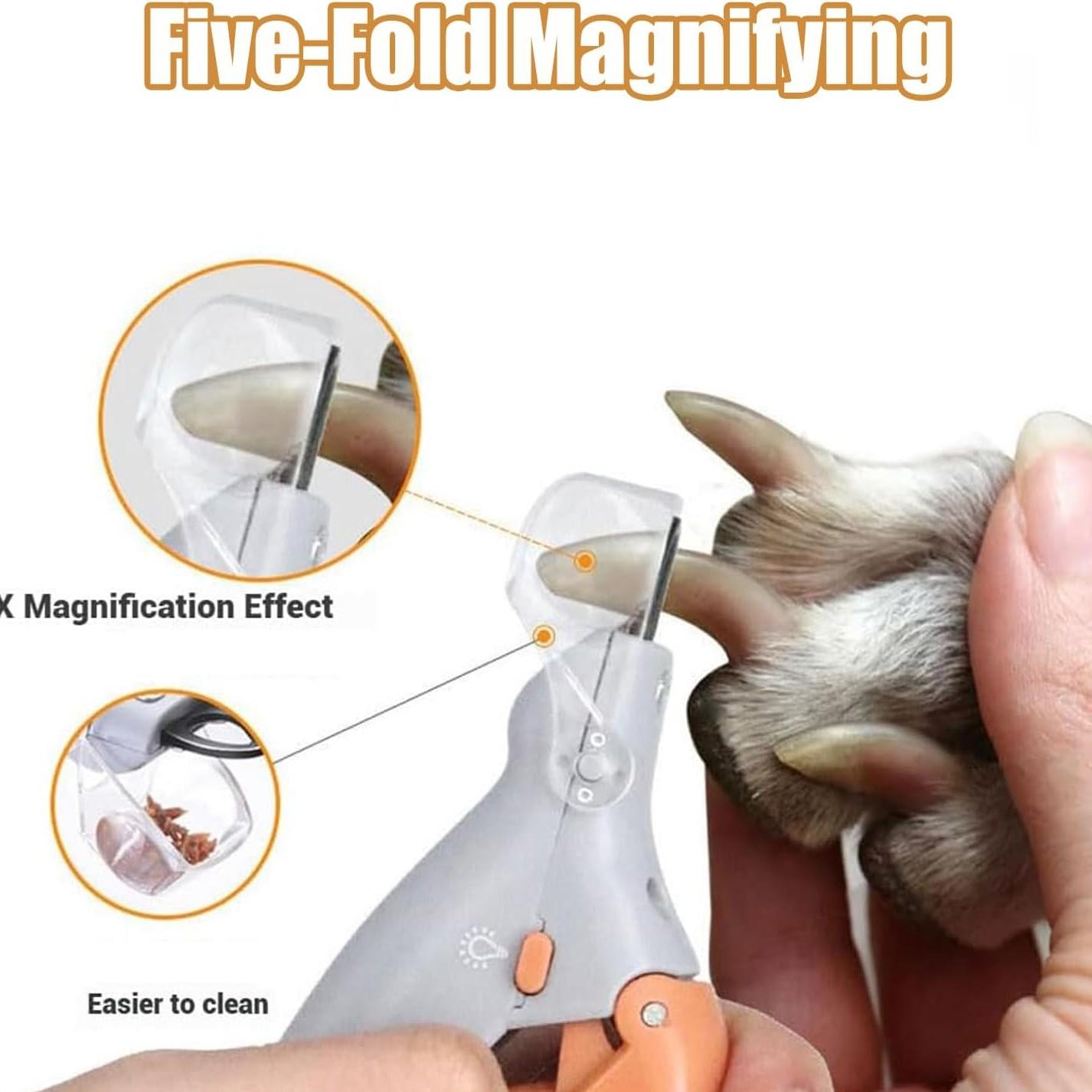 Pet Nail Trimmer with LED Function, Magnifying Glass Pet Nail Clipper, Illuminated Precision Fast Trim, Suitable for Home Outdoor Use