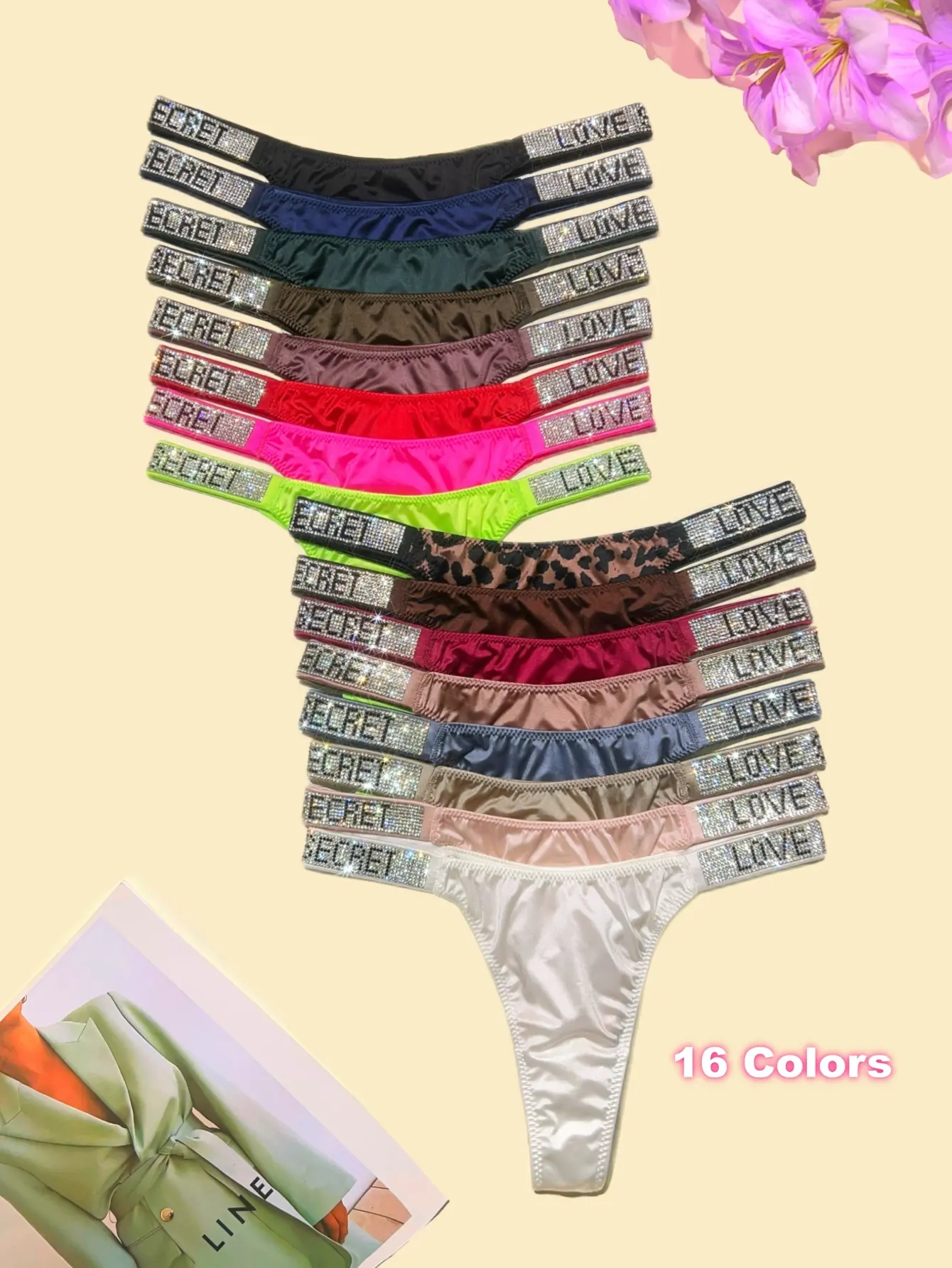 LOVE SECRET Design 3-6 PACKS Sparkling A+ class rhinestone thongs /T-back/ briefs (2 style)  to choose , Nylon+Spandex+Cotton, high quality, comfortable and fresh underwear,panties,suitable for daily life, sports, four-season multi-pack fashion Womenswear