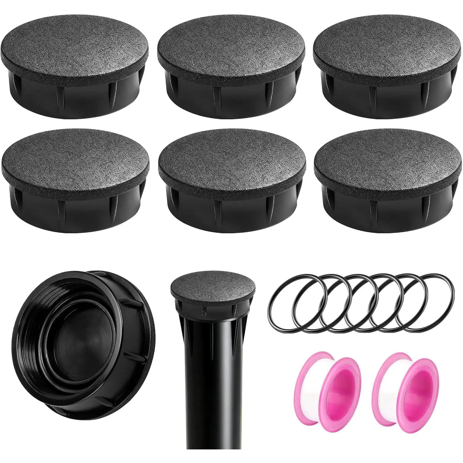 Sprinkler  Cap 6 count for Hunter Pro  Sprinklers, Seal Cap | 6-pack caps + rubber O-rings for Hunter Pro . Covers unused heads. Adjust layout without digging. Quick install.
