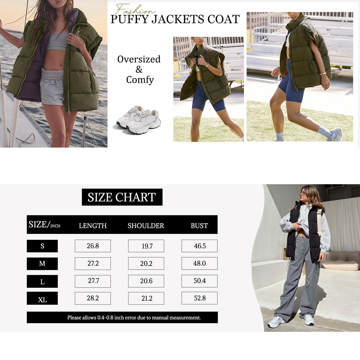 UANEO Women Winter Oversized Puffer Vest Lightweight Stand Collar Flysleeve Insulated Padded Puffy Jackets Coat with Pockets #TikTokShopBlackFriday