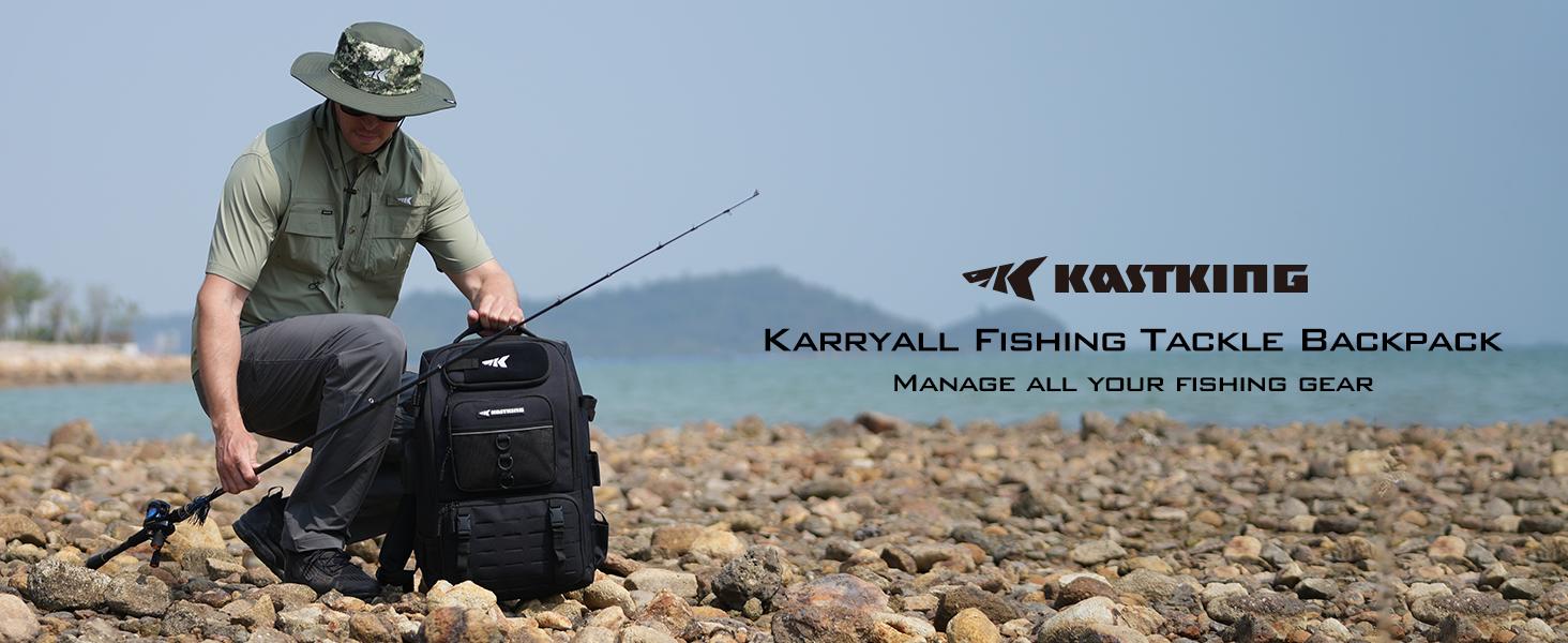 [Back to School Gift] KastKing Karryall Fishing Tackle Backpack with Rod Holders 4 Tackle Boxes, 40L Fishing Bag Storage Fishing Gear and Equipment SummerVibes,Summer Survivals ,dealsforyoudays summervibes