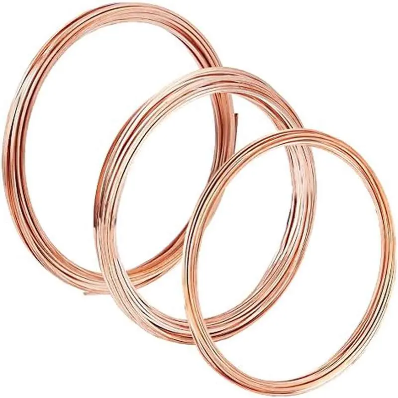 Multiple Gauges Raw Copper Square Wire Craft Supply - 3 Rolls, 20-22-24 Gauge, 19.69Ft/Roll, Copper Wire for Jewelry DIY (Rings, Bracelets)