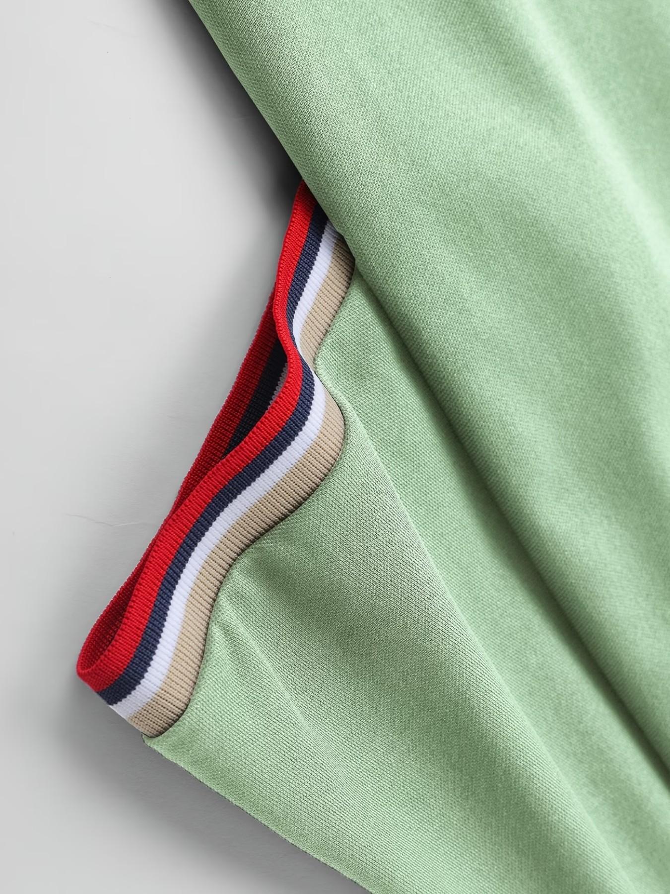 Summer New Trendy Luxury Dominican Print Polo Shirt, Men's Short Sleeve Fashion High-End T-Shirt, Business Slim Fit, Breathable Knit Fabric