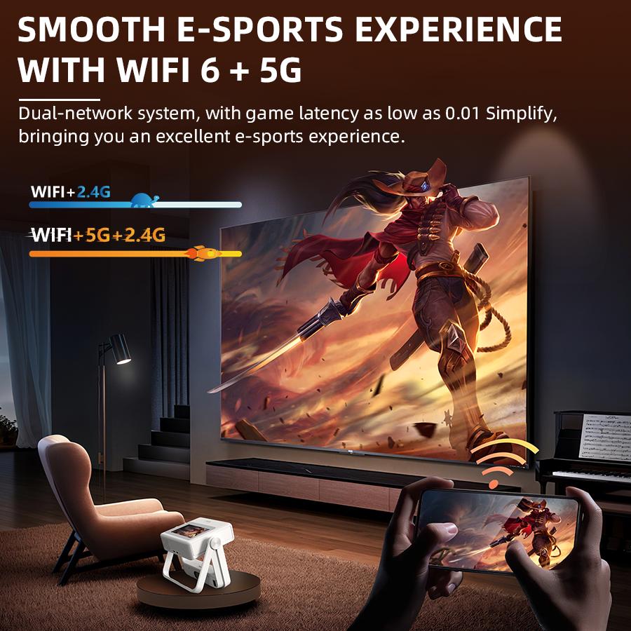 Touchscreen Portable Projector [Autofocus/800 ANSI/Native 1080P/Support 4K] A5PRO Smart Home Movie Projector with Touchpad, Wifi 6, Bluetooth, 180° Stand, 300-inch Display, Suitable for Outdoor/Indoor/Gaming, Christmas/New Year Gift voplls Hdmi Android