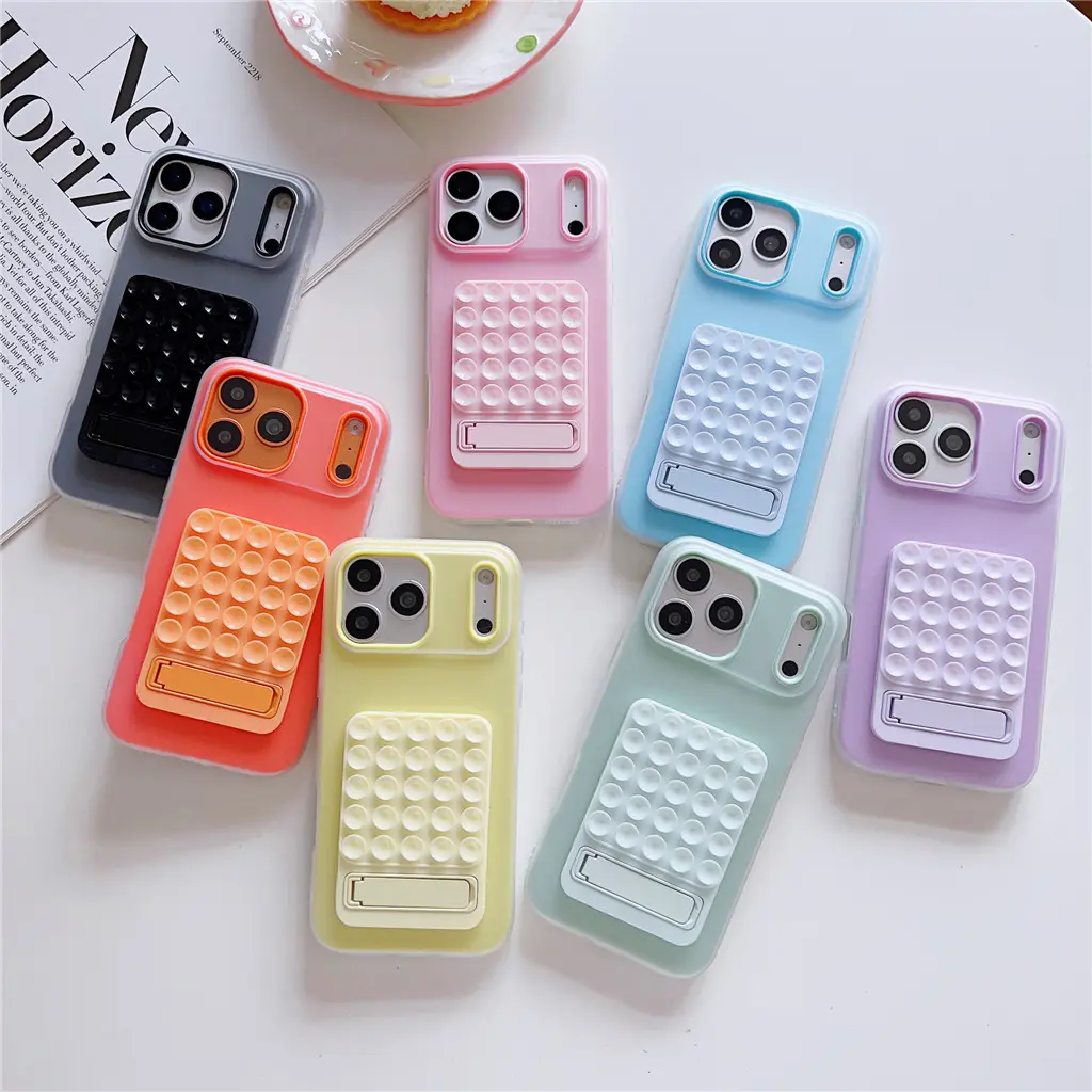 1PCS 2in1 Matte Candy Silicone Suction Cup Protective Phone Case Foldable Holder For Xiaomi Poco M8 Pro M7 Plus M6 M5S M4 M3 M2 Pro Caing Cover