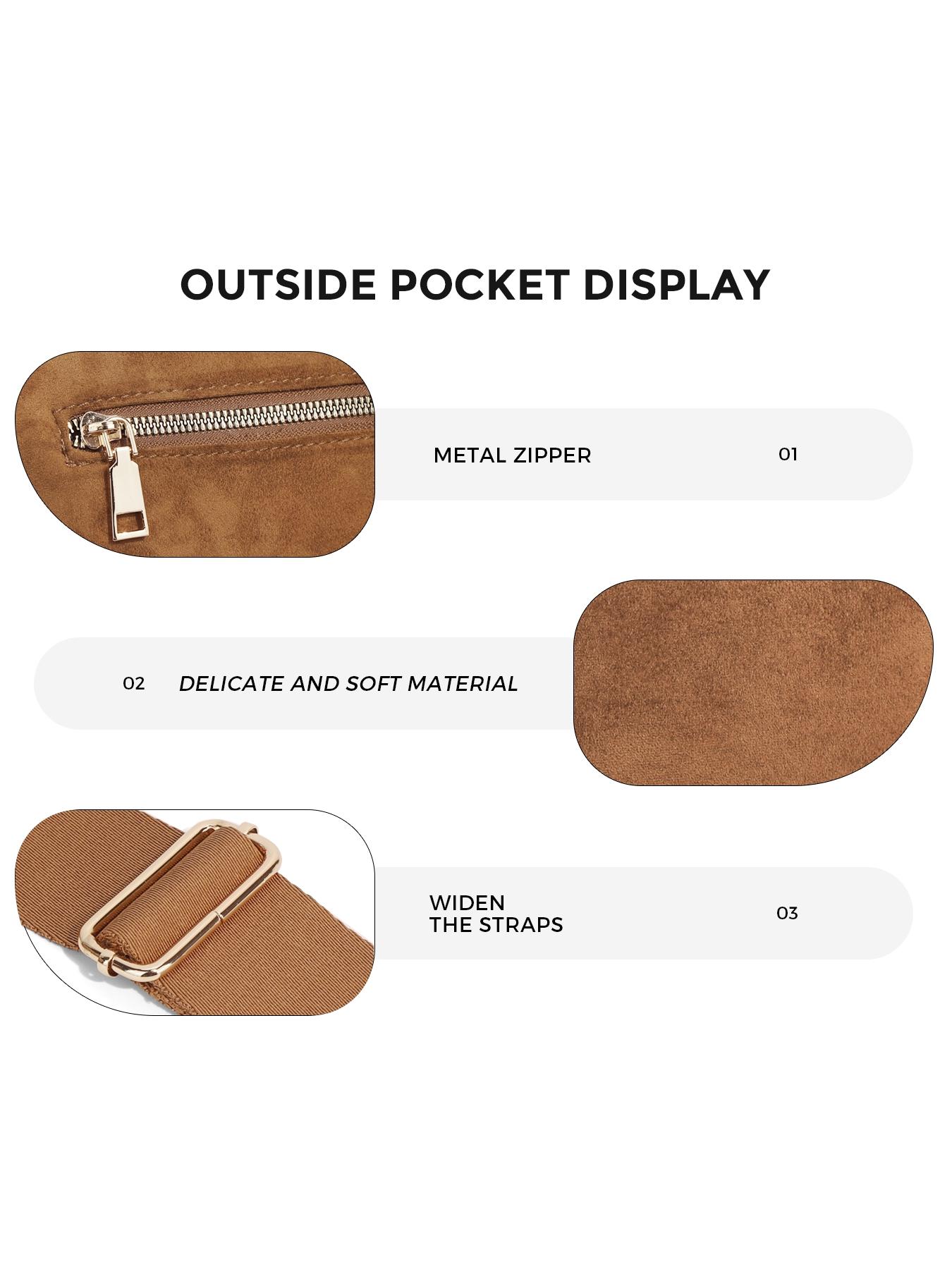 Trendy Suedette Crossbody Bag, Spacious Bum Bags for Women, Large Imitation Suede Shoulder Fanny Packs, Casual Sling Purse with Adjustable Strap and Coin Wallet, Ladies' Saddle Handbags for Daily Outdoor, Casual Commuter Bag