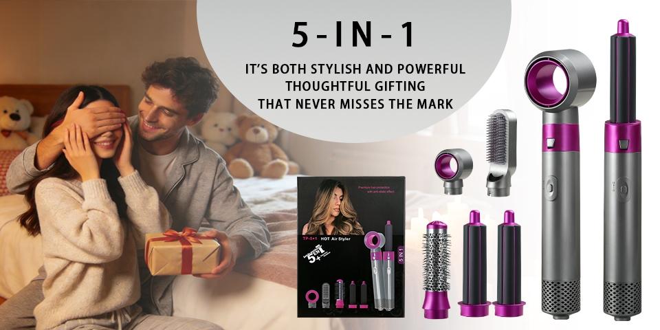 5-In-1 Automatic Curling Hair Dryer, Ceramic Hair Protection, Salon-Level Smooth Styling, Multi-Functional Hot Air Styler