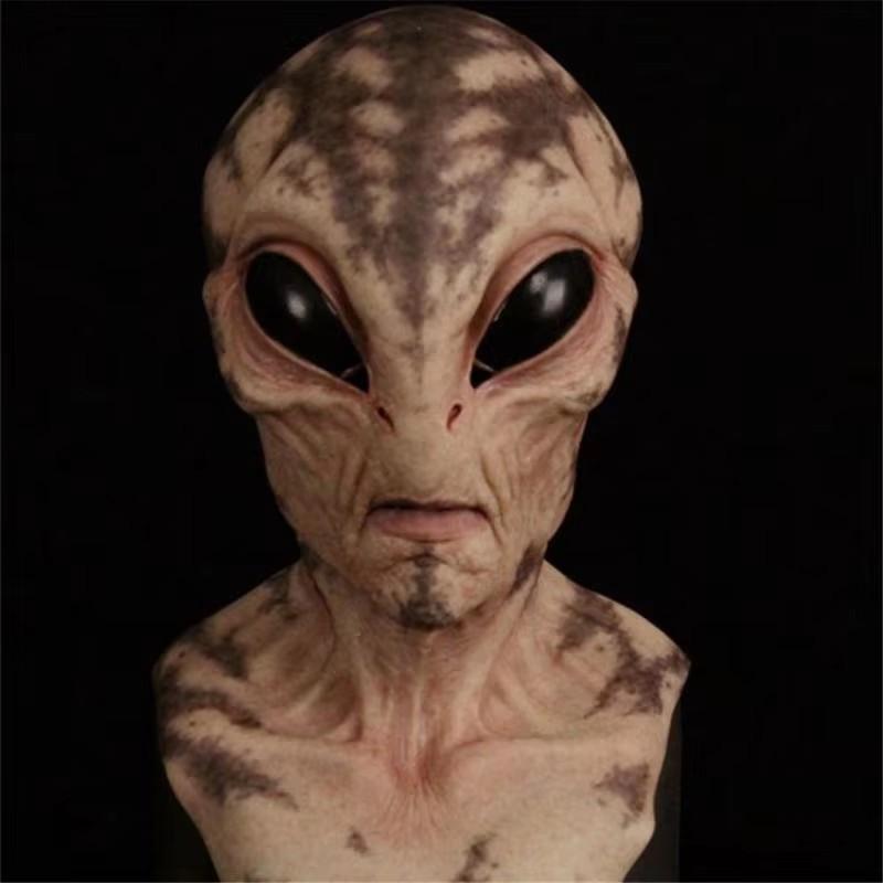 Halloween Alien Latex Mask - Unisex Adult Mature Space Element Cosplay Horror UFO Skull Helmet, Carnival Dress-Up Party Costume Prop Accessories for Novelty Toy Enthusiasts