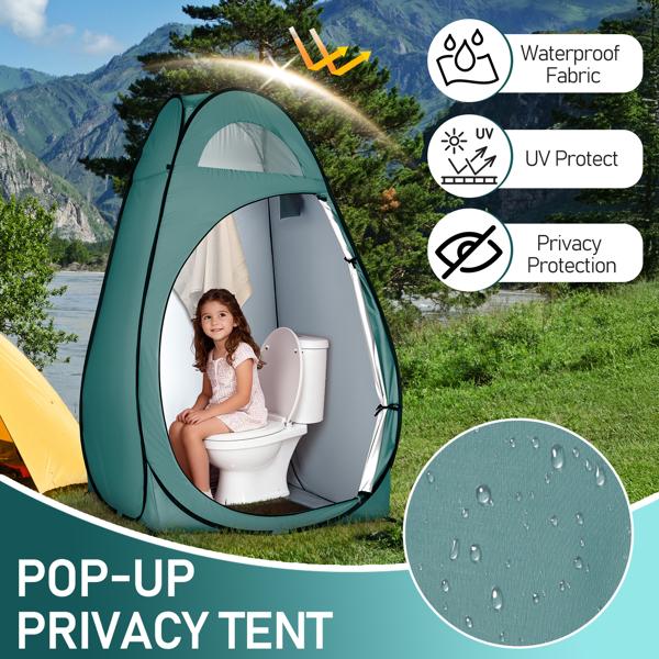 120x190cm 1-Person Pop Up Privacy Shelter Tent, Portable Outdoor Changing Room & Shower Toilet Tent, Lightweight Steel Wire Frame, Compact Fold, Built-In Storage Pocket, No Floor (for Hiking Camping Outdoor Showers)