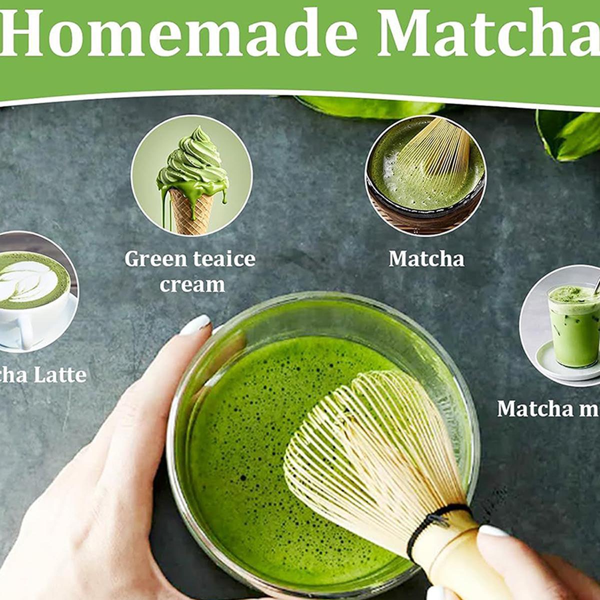 Matcha Tea Making Tool Set, 1 Box Matcha Bowl Spout & Bamboo Whisk & Tea Strainer & Spoon & Sifter & Whisk Holder, Tea Making Tools for Home Kitchen