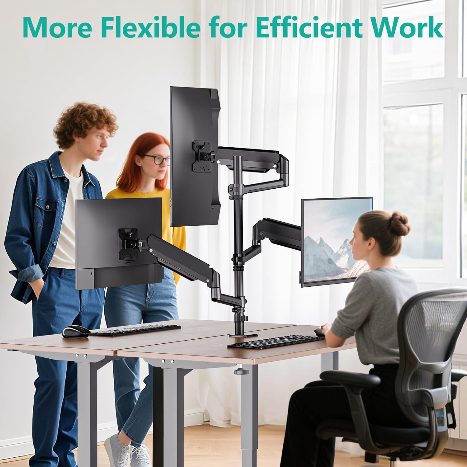 Triple Mount for 13-34 inch Screens, Full Adjustable 3 Monitors Desk Mount with Clamp & Grommet Base, Triple Monitors Arm, up to 19.8lbs Each, VESA 75x75 100x100 mm (GSDM003XL), Black Triple Mount for 13-34 inch Screens, Full Adjustable 3 Monitors Desk Mount with Clamp & Grommet Base, Triple Monitors Arm, up to 19.8lbs Each, VESA 75x75 100x100 mm (GSDM003XL), Black