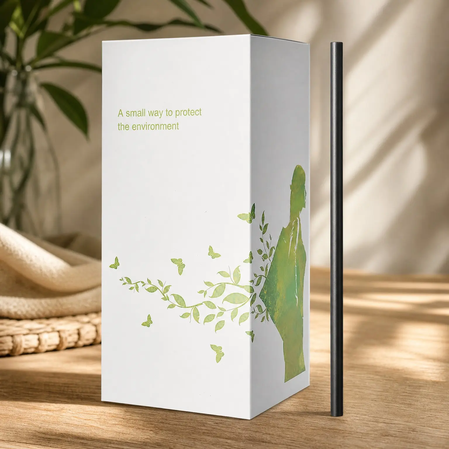 200 Count 100% Compostable Plant-Based PLA Straws | Biodegradable Black Cocktail Drinking Straws | Eco-Friendly Plastic-Free Bar StrawsGift