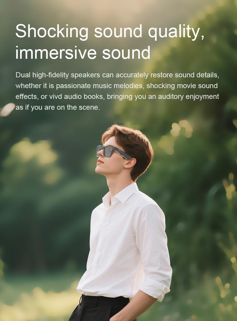 Smart Bluetooth Glasses with HD Camera, 1080p Video Recording Wearable Smart Glasses, Anti-shake Shooting Outdoor Sports Camera Sunglasses, Multifunctional Wireless Audio Glasses with Intelligent Voice Assistant, Built-in Earphone Anti-blue Light Eyeglass
