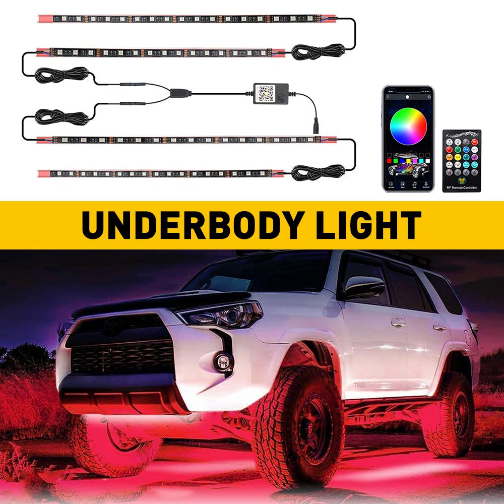 AUXITO RGB LED Strip Under Car Tube Underglow Underbody System Neon Light Lamp Kit