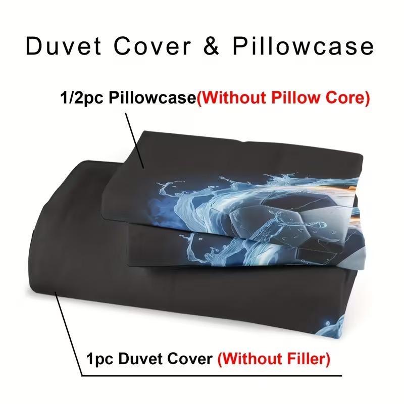 3pcs Colorful Football Pattern Bedding Set, Clear Digital Print, Suitable for Bedroom and Guest Room, Available in Various Sizes