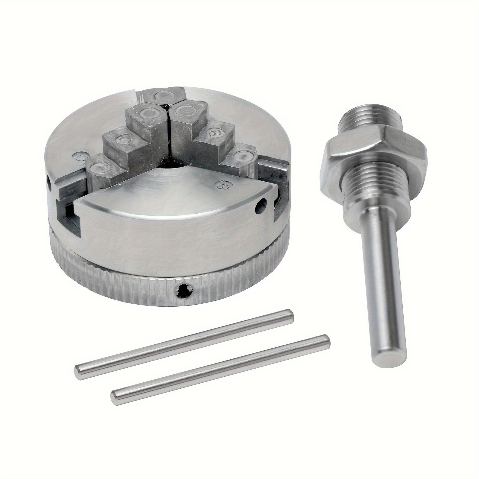 Self Centering Three Jaw Four Jaw Mini Lathe Chuck Kit with Connecting Rods and Short Rods for Wood Metalworking Electric Lathe Tools