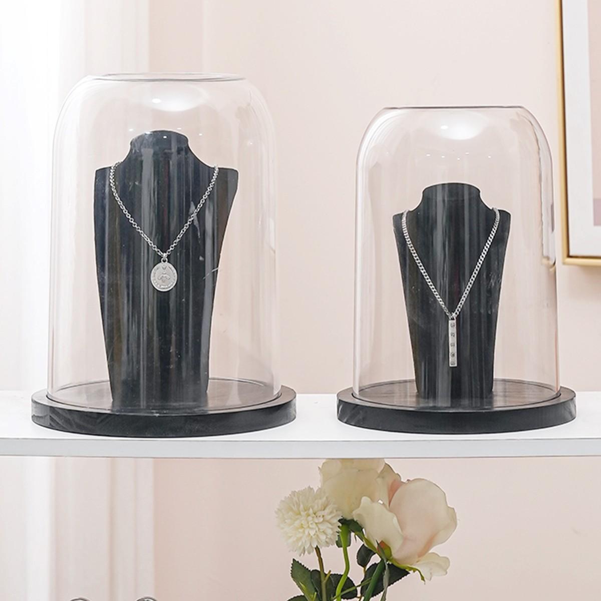 Transparent Doll Display Box, Collectible Box, Dustproof Collection Showcase, Ideal for Eternal Flower, Wooden Base, Valentine's Day Gift