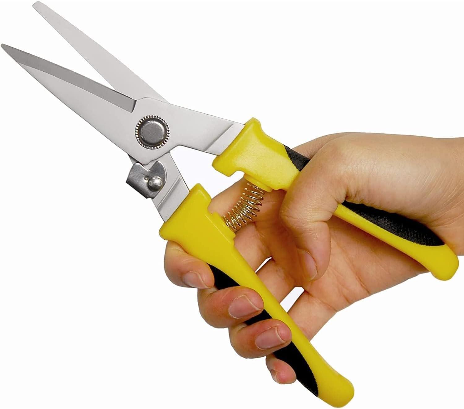 Aviation Tin Snips Heavy Duty Metal Cutter, Straight Shears with Stainless Steel Blade & Comfort Grips, Multifunction Cutting of Branches, Cable Wires, Thin Iron, Cardboard(Right Hand), 8 Inch