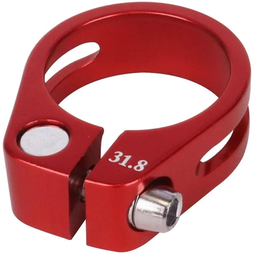 Aluminum Alloy Bicycle Seatpost Clamp 31.8mm/34.9mm Red for MTB Road Casual Bikes