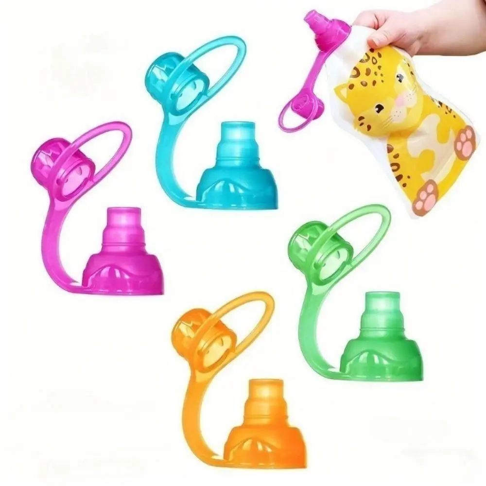 4pcs Vibrant Silicone Spout Adapter Set - Universal BPA-Free No-Spill Flow Control Flow Valve Lids, Reusable Tops for On-the-Go Squeeze Drink Pouches, Silicone Cup Adapter, Hiking, Commuting, Color-Id Covers
