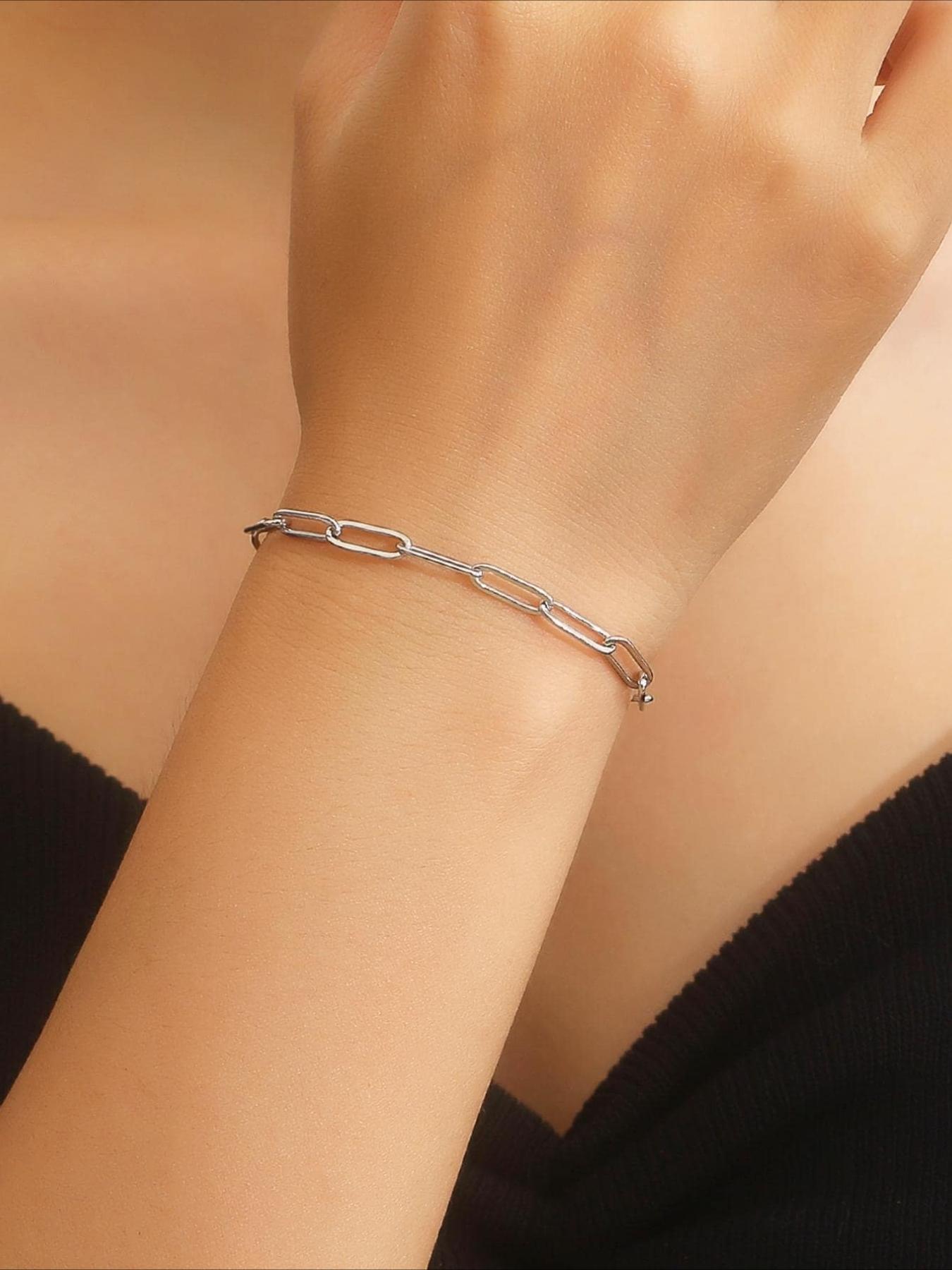 Light Luxury Non-Fading Stainless Steel Bracelet, Classic Paperclip Design, Versatile and Style-Neutral, Elevates Outfit Refinement