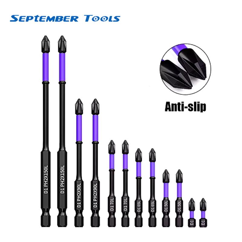 Magnetized Tip Heavy Duty Cross Screwdriver Bit Set, 6pcs-18pcs Multi-Size PH2 High Hardness Alloy Steel Impact Drill Bits, Non-Slip for Electric Drills & Wood Hardware Power Tools