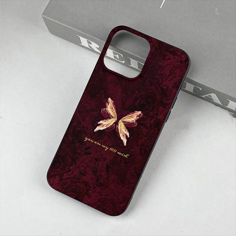 Liquid Large Hole Style Background Wing Pattern Shockproof Phone Case Cover for iPhone 15/15 Plus/15 Pro/15 Pro Max/11-16 Promax
