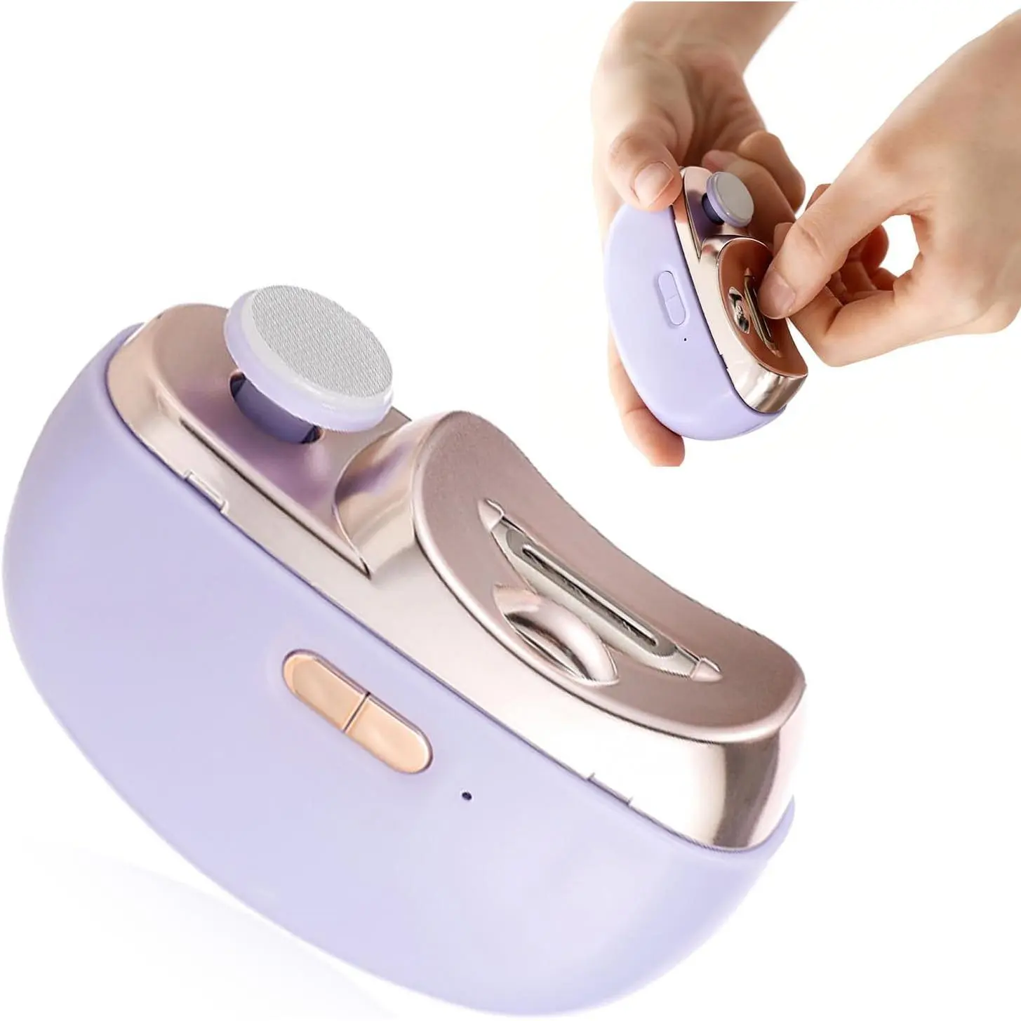 2-in-1 Electric Nail Clipper & Polisher with LED Light - Automatic Gentle Nail Care Tool, Compact Rechargeable 2-Speed Cutter with Scrap Storage, Daily Use Gift for Seniors & Kids