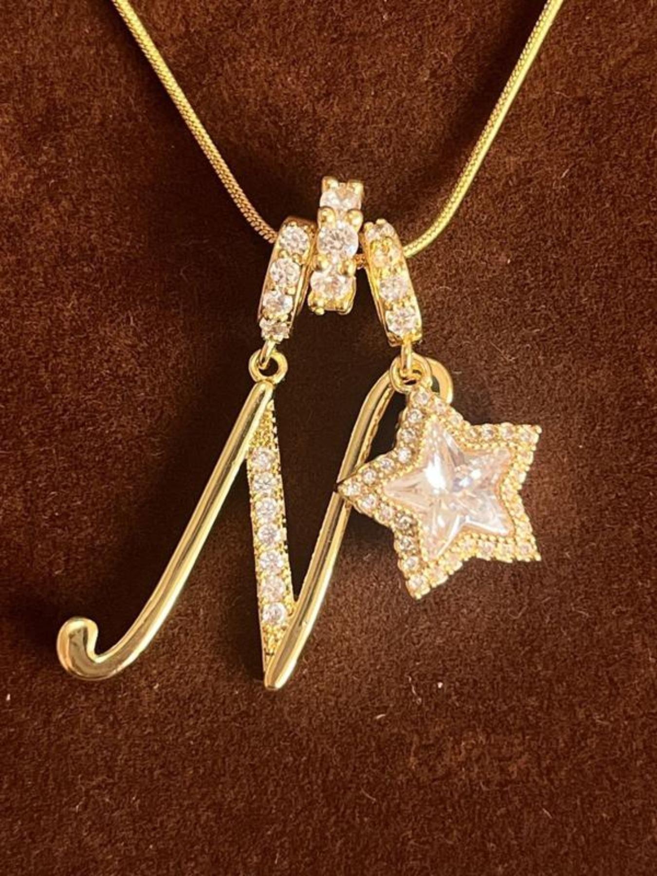 Elegant Sweet 26 Letter Zirconia Star Pendant Necklace, Necklace Initial, High End Necklace, Perfect Gift for Mom Or Girlfriend for Valentine's Day, Mother's Day & Birthdays, Personalized Jewelry Gift