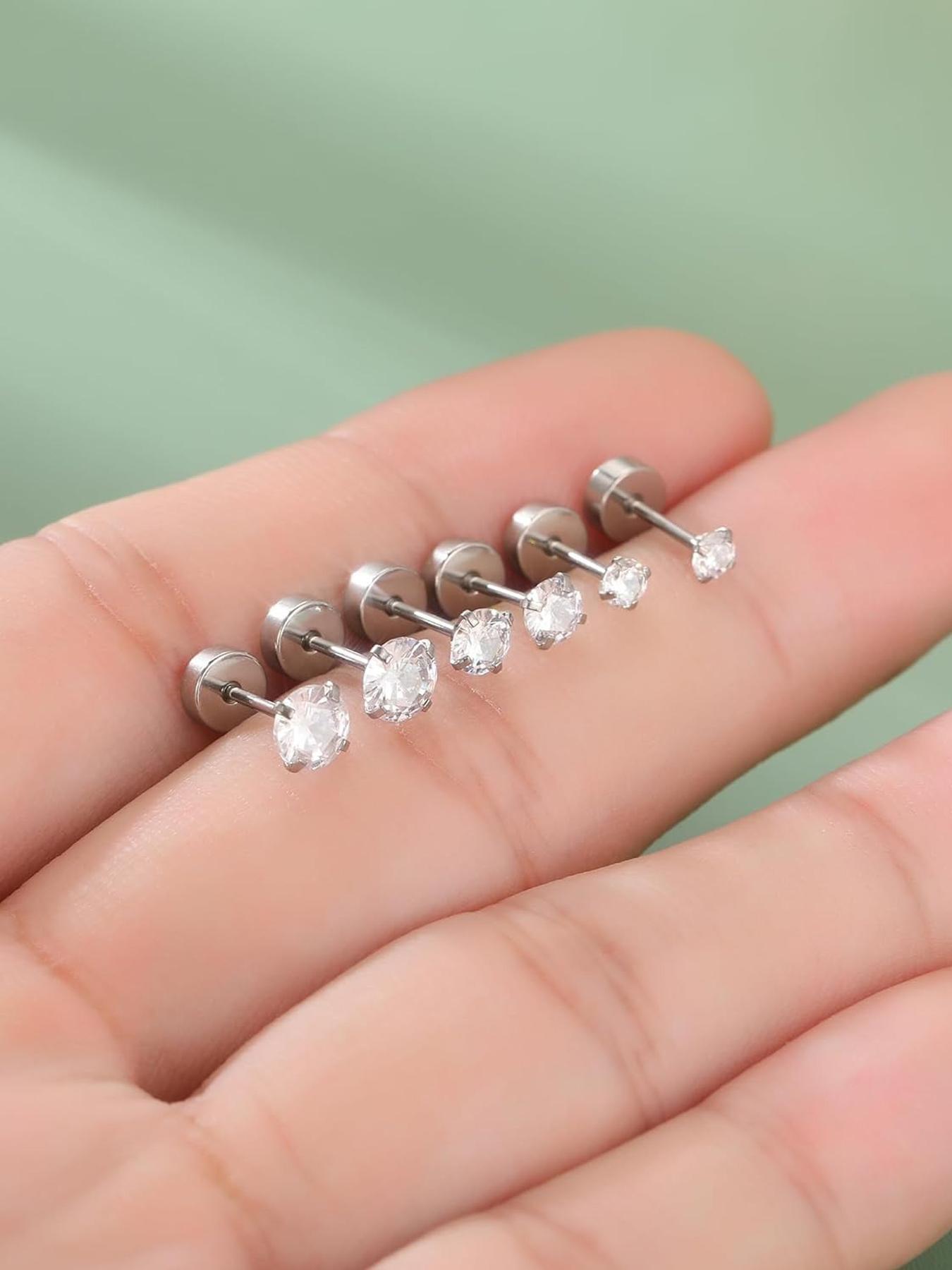 Stainless Steel Helix & Tragus Earrings, 20g Opal & Cz Accents, Chain Design, 3mm-5mm, Unisex Cartilage Piercing Jewelry, Bling Chain