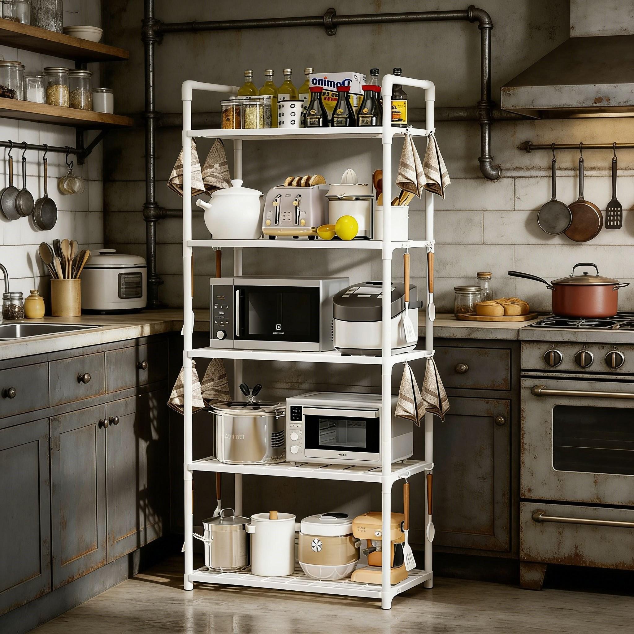 Adjustable Multi-Functional Shelf, Space-Saving Layered Structure, Ideal for Kitchen Bathroom Study Office Home Business