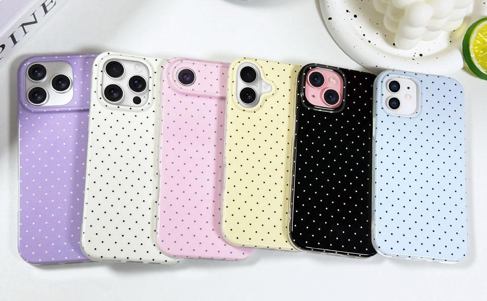 Hython for iPhone 17 Case Cute Polka Dot Aesthetic Design Simple Cover 6.3", Thin Slim Anti-Scratch Soft TPU Bumper Shockproof Rubber Protective Phone Cases for Women Girls Girly Boys, White