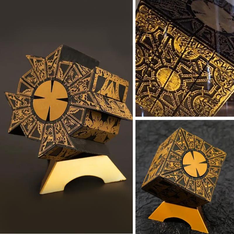 Functional Hellraiser Puzzle Box Detachable Deformation Lock Box with Base Horror Collectible Puzzle Solving Toy Decor