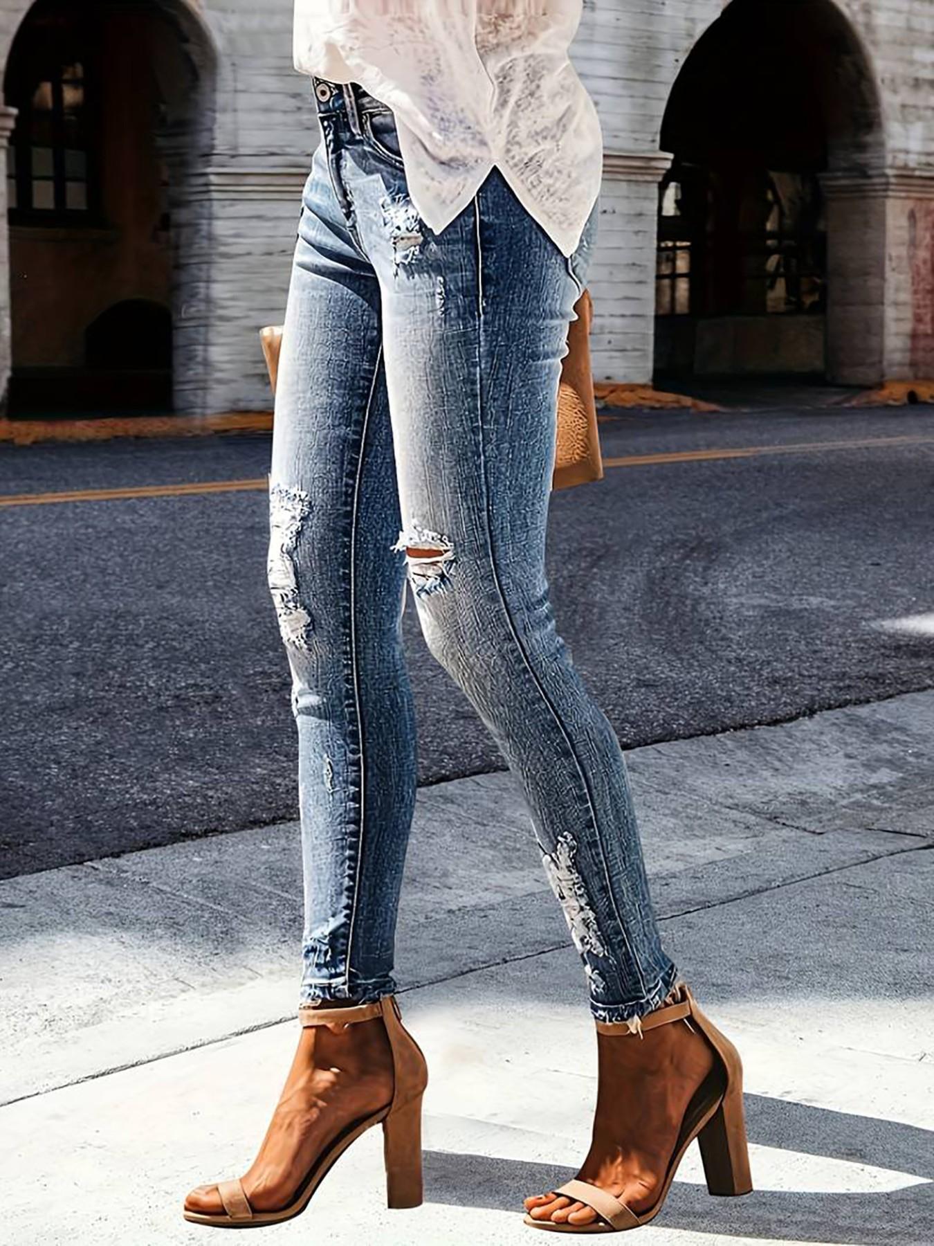New Women's Denim Jeans Nine-Quarter Casual Ladies Ripped Jeans Trendy Comfortable High-Quality Female Jean Pants