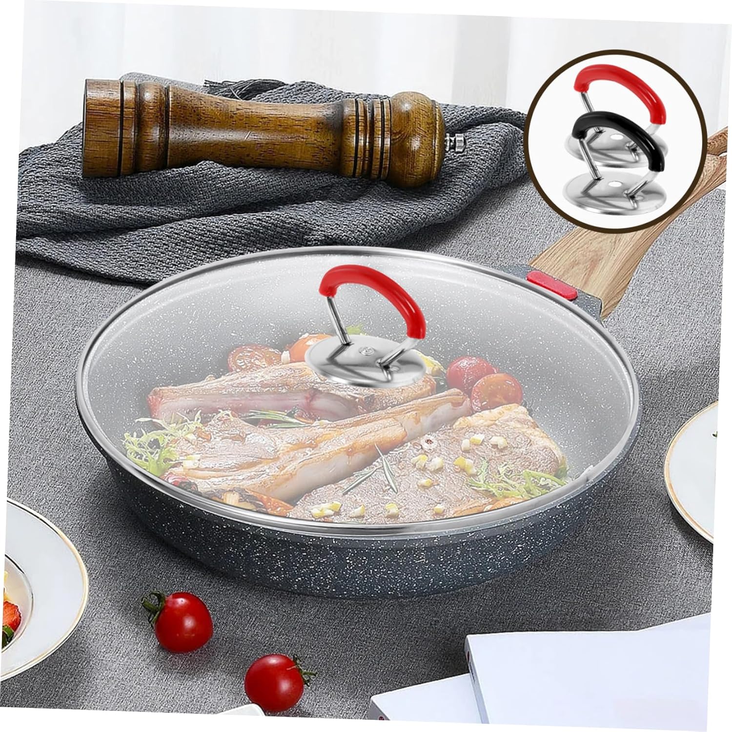 Stainless Steel Pot Lid Replacement Knob Set, Universal Fit for Glass Pots, Includes Non-Slip Gasket and Installation Screws