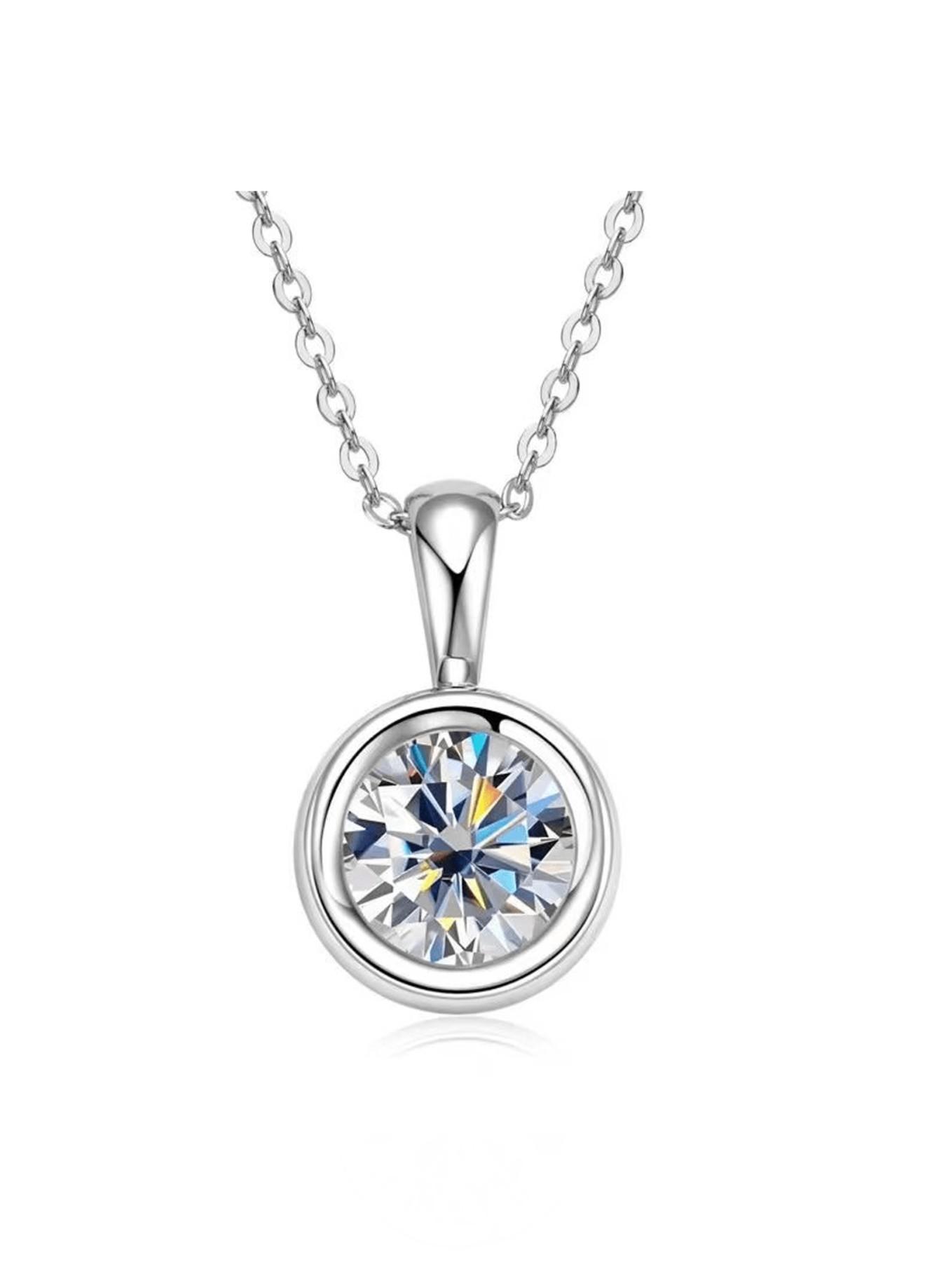 1 Carat Moissanite Pendant Necklace, S925 Silver, Couples Fashion Jewelry, Perfect for Dates, Parties, Gifts for All Occasions