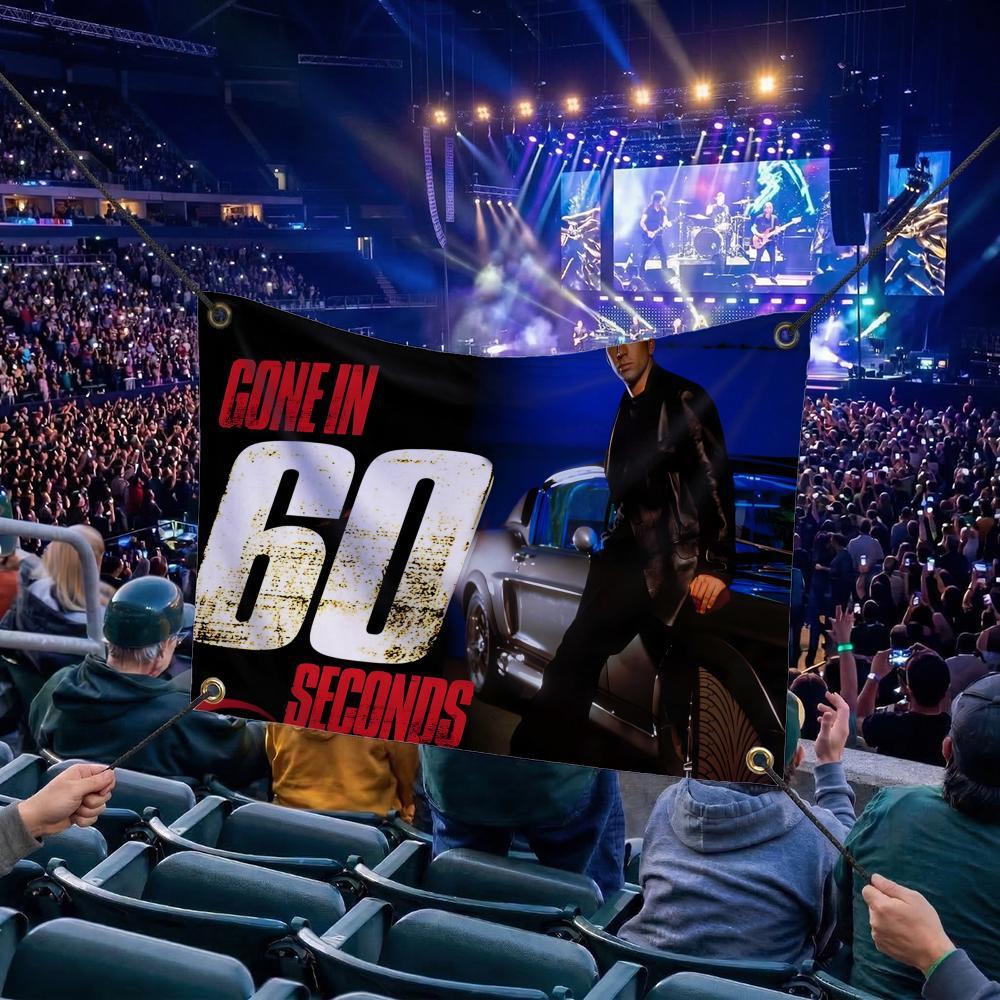 G-Gone in 60 Seconds MOVIE Flags Multi Size Atmosphere Flag, Cheerleading Hand Pulled Banner, Portable Outdoor Event Flag & Wall Decor for Sports, Parties, Home and Room Decoration