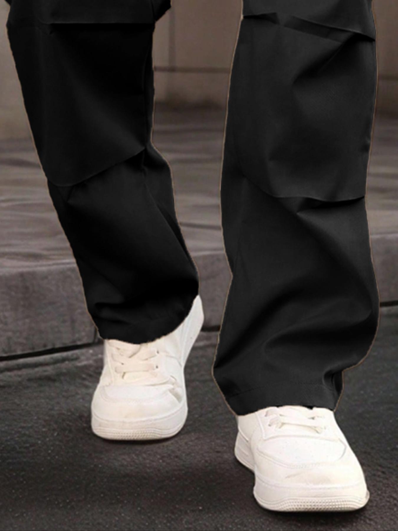 Men's Casual Work Pants, Unique Print, Multiple Pockets, Accordion Design at Knees, Adjustable Drawstring Waist, Outdoor Hiking