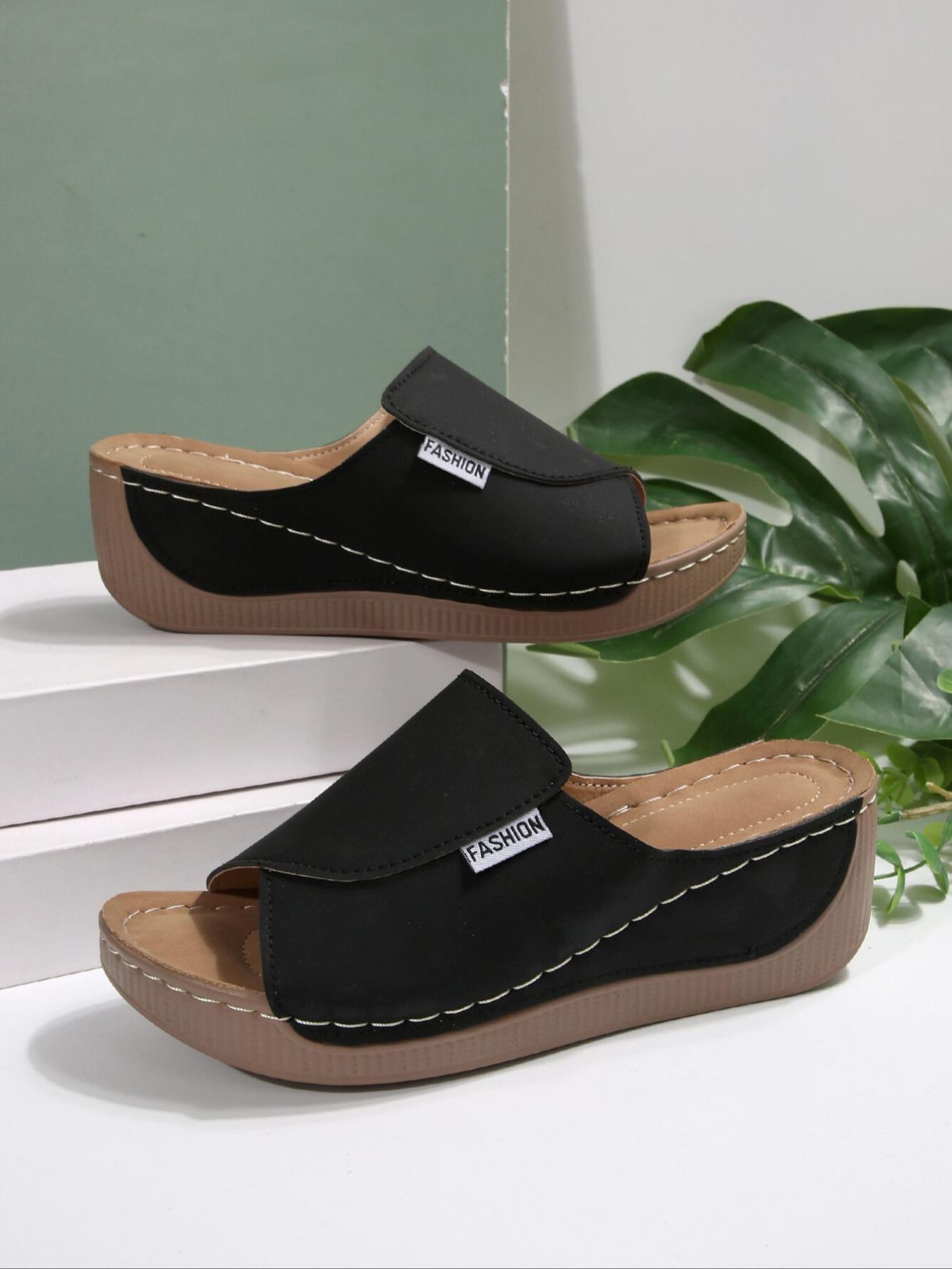 Lace-Up Cross Strap Wedge Sandals, Comfortable Fashion Trendsetter Footwear, Ideal for Commuting & Stylish Wear