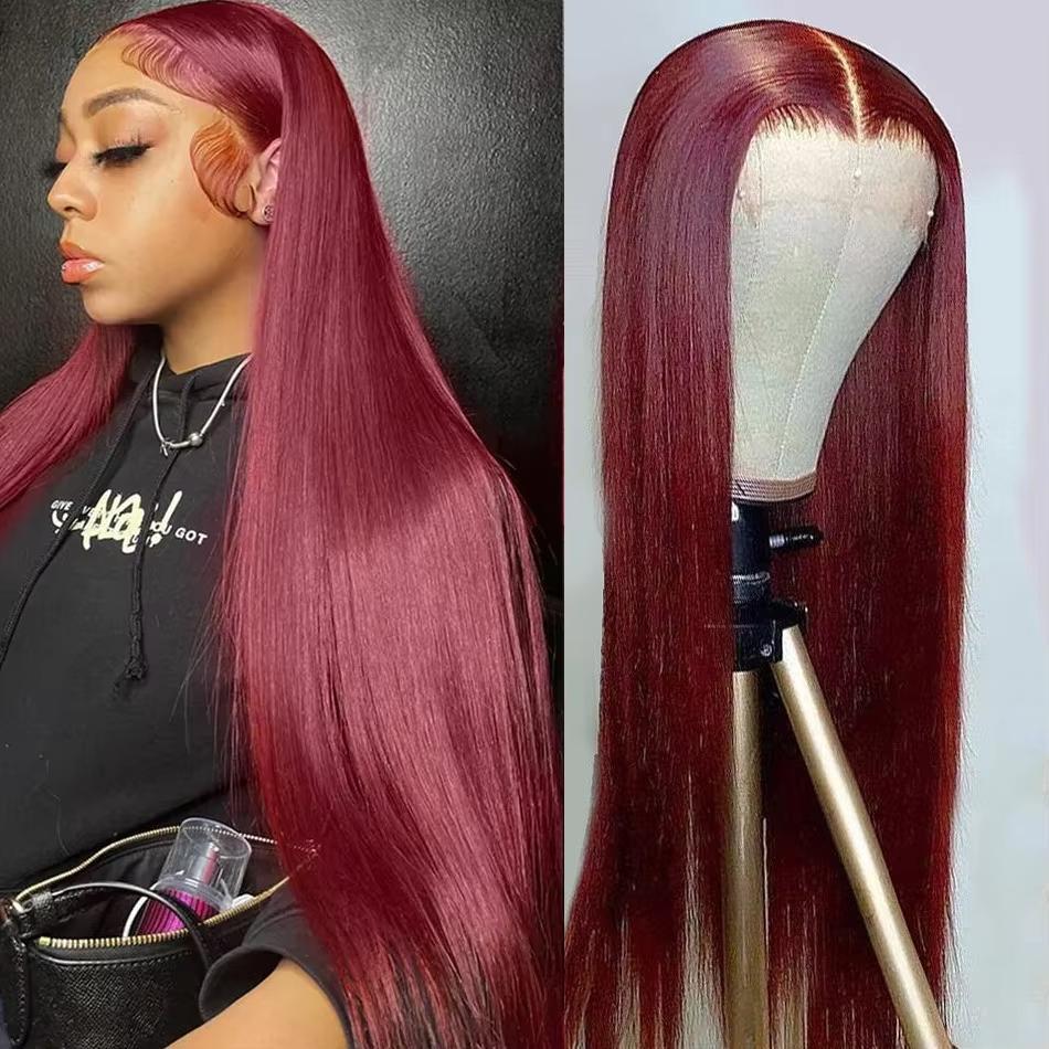 [Bling Hair ]99J Burgundy Lace Front Human Hair Wig Body Wave Red Colored Wigs Brazilian 13x6 Lace Frontal Wigs On Sale Clearance For Women