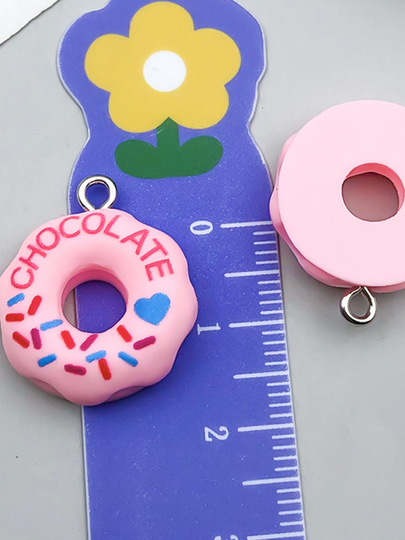 5 Piece Resin Donut Pendants DIY Craft Accessories, Multicolor Earrings Necklace Bracelet Keychain Jewelry Set, All Seasons