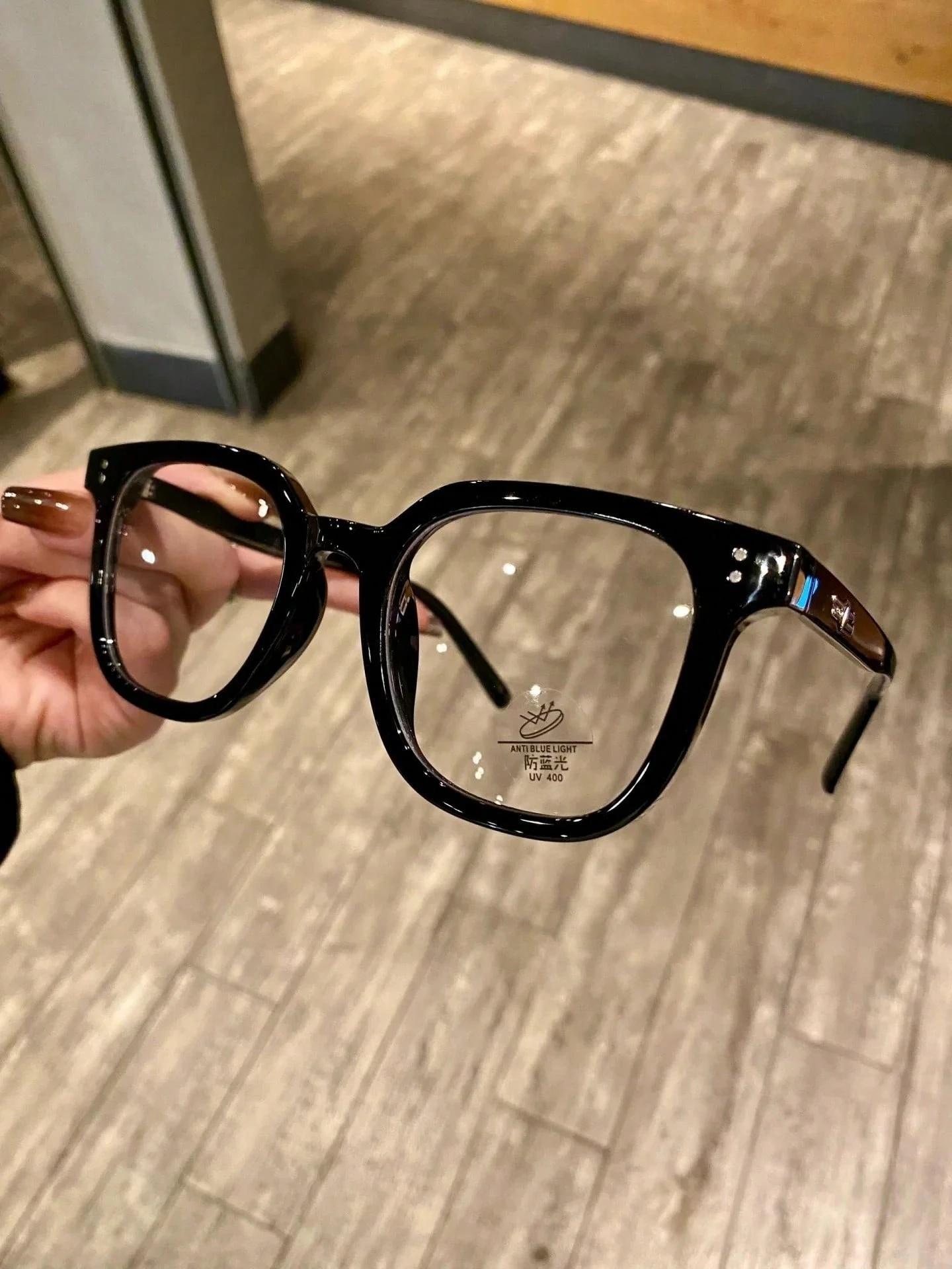 Black Square Clear Lens Glasses, Fashion Accessory, Unisex, Oversized Face-Slimming Frame for Commuting, Office, Study, Daily Outfit Styling, Computer and Phone Use, Valentine’s Day and Birthday Gifts