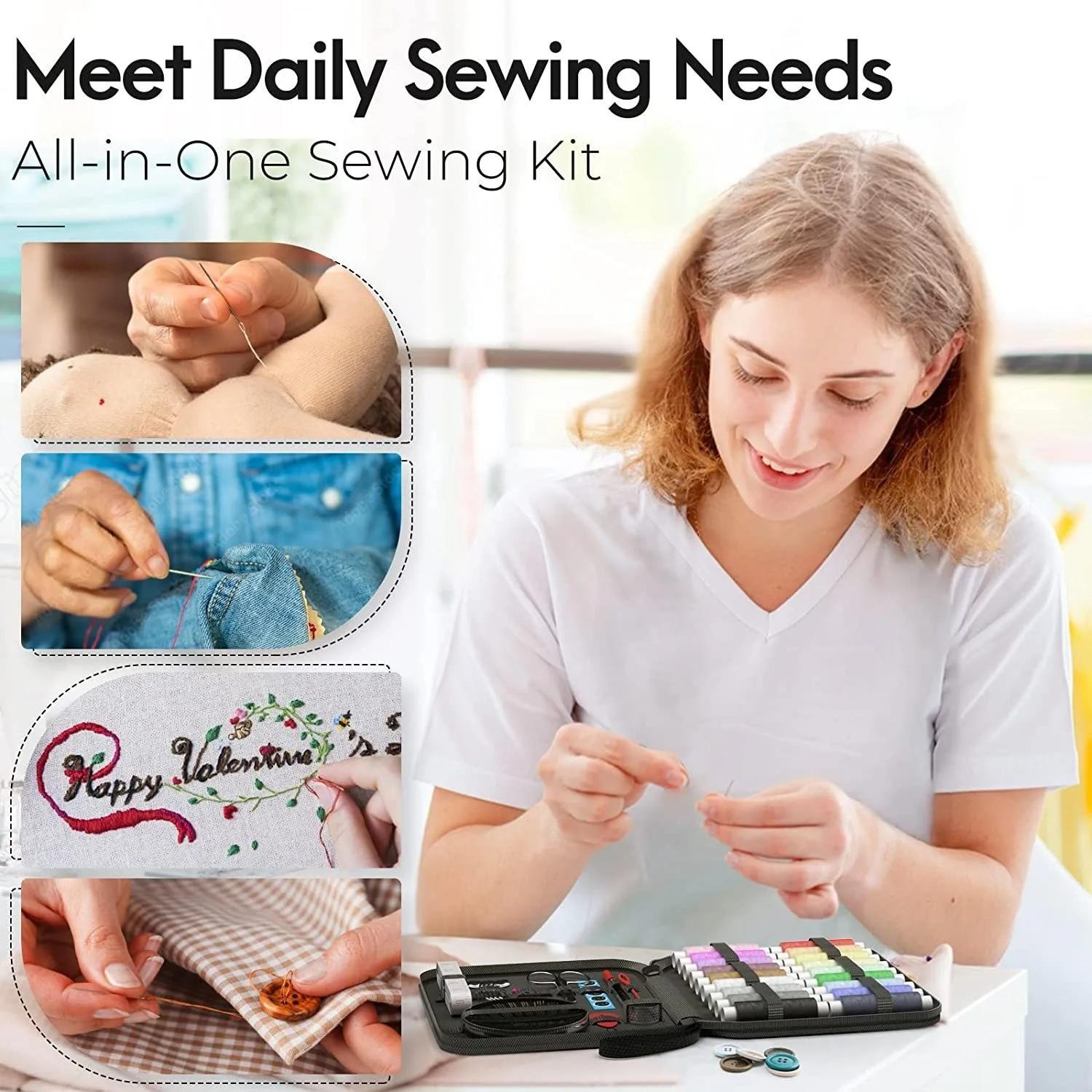 Household 86 piece sewing kit, portable sewing tool set, hand sewn sewing needle and thread storage box, complete set