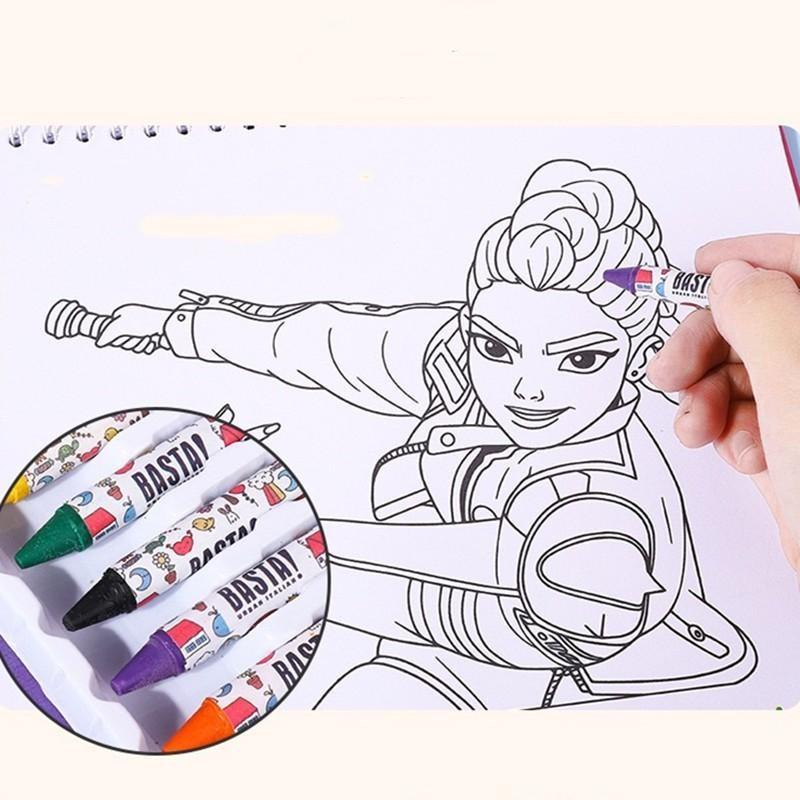 K-Pop Cartoon 3D Watercolor Coloring Book, Comes with Acrylic Brushes and Artistic Canvas Palette, Boys and Girls Gift for Kpop Fans, Mother's Day Gift