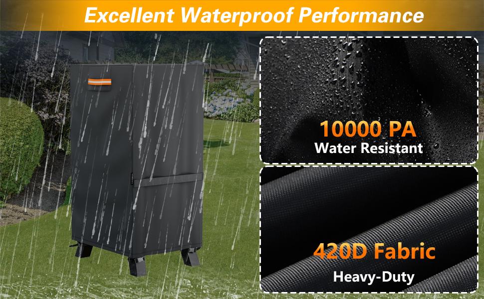 40-inch Vertical Smoker Cover, 420D Waterproof BBQ Smoker Grill Cover Fit for 40 in Cover, 24.5" W x 17" D x 39" H (Black)