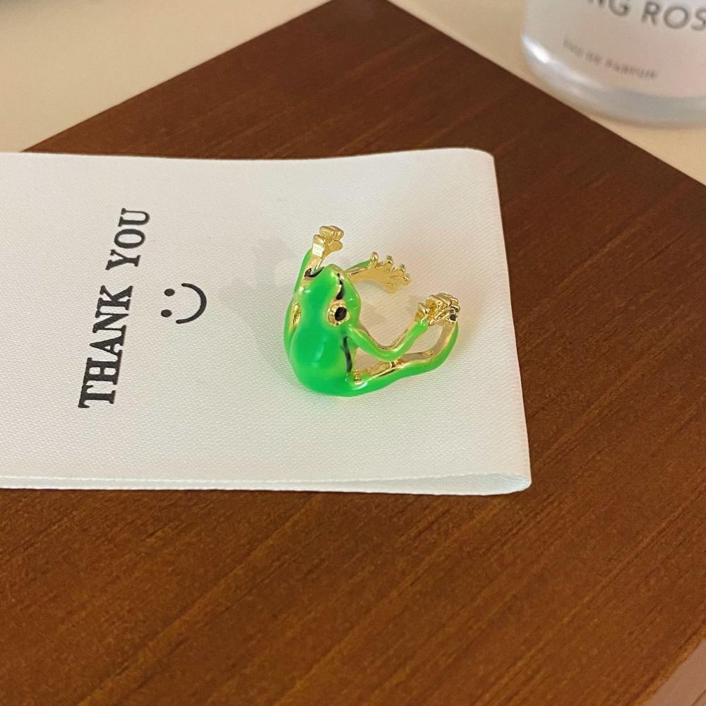 New Fashion Green Frog Open Rings For Women Men Metal Cute Animal Adjustable Finger Ring Jewelry Birthday Party Gifts For Women