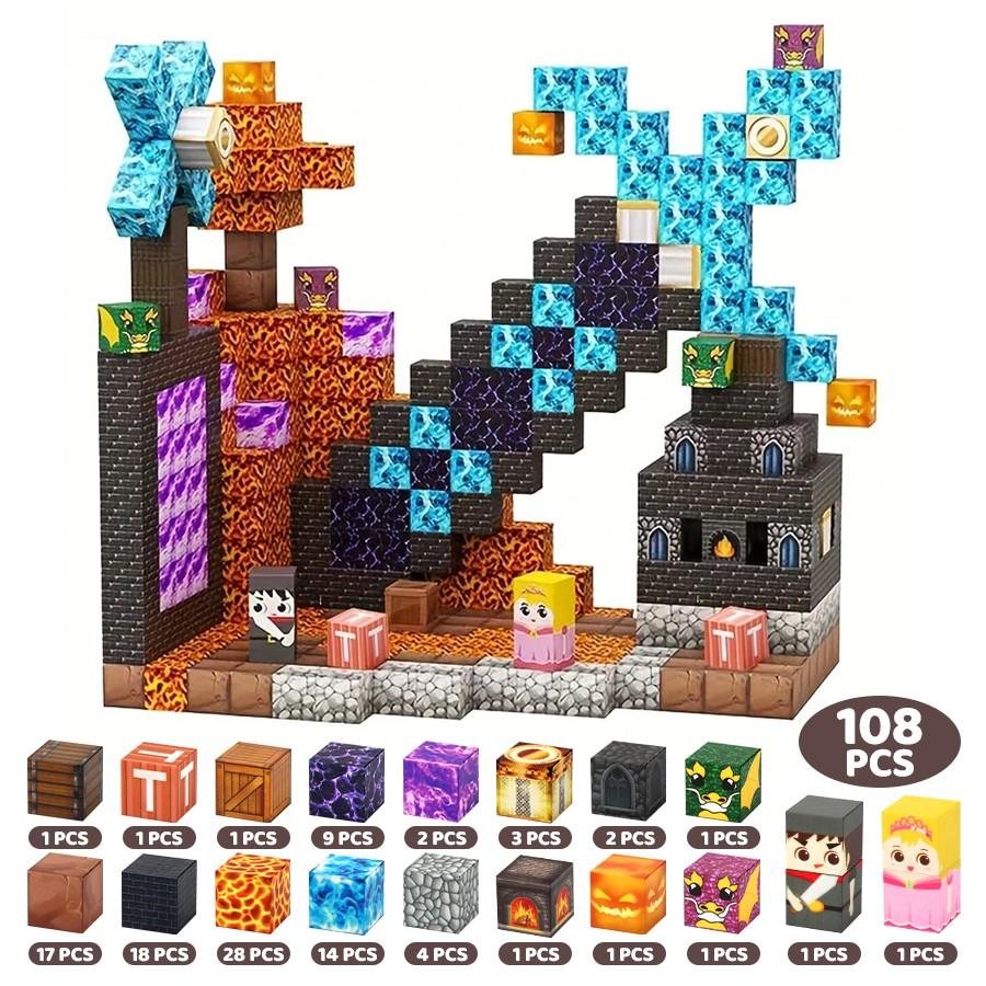 100/200pcs Magnetic Building Blocks Set, Stem Educational Toy for Kids, Creative Playset for Ages 3+, Random Colors