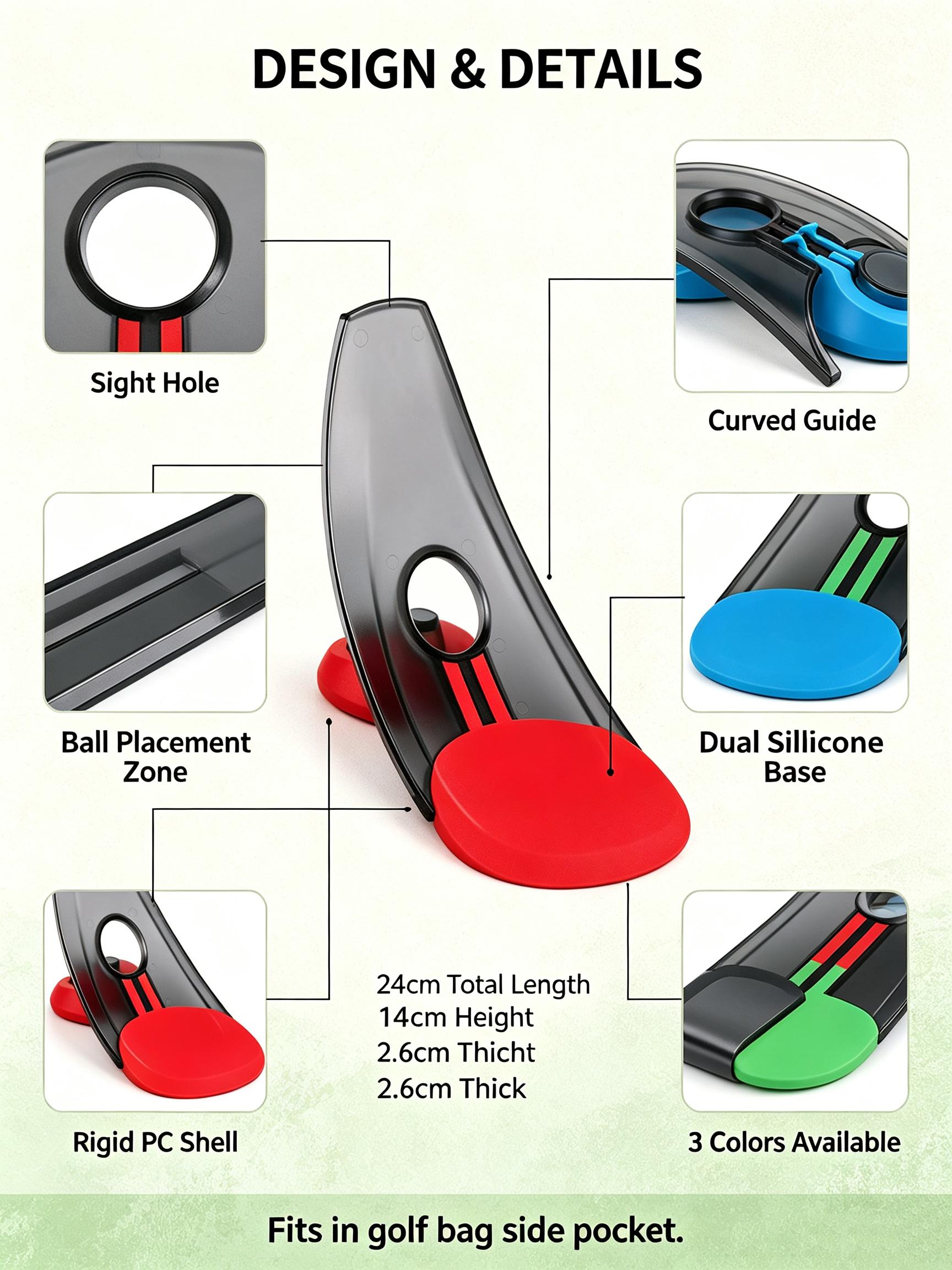 Golf Compact Foldable Putting Trainer - ABS+TPR Training Aid, Portable Size for Indoor & Outdoor Swing Practice, Training Aid Only