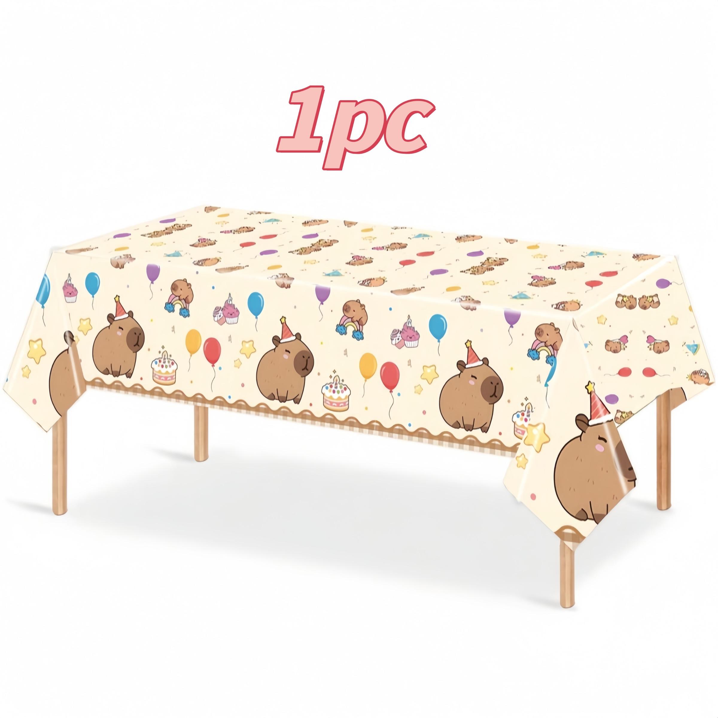 Kapybara Theme Rectangular Disposable Tablecloth, Outdoor Picnic Table Cover, Oil proof, Decorative Polyethylene, Suitable for Birthday Parties, Weddings, Camping and Catering, Baby showers, Christmas, Halloween